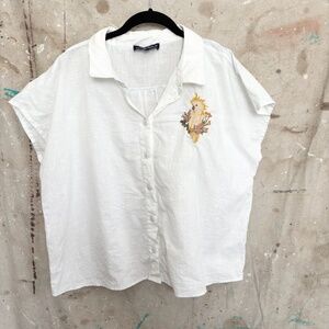 Princess Highway Embroidered Parrot Top